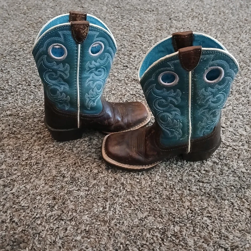 Ariat Toddler Size 10 Crossfire Western Cowboy Boot Country Turquoise Brown